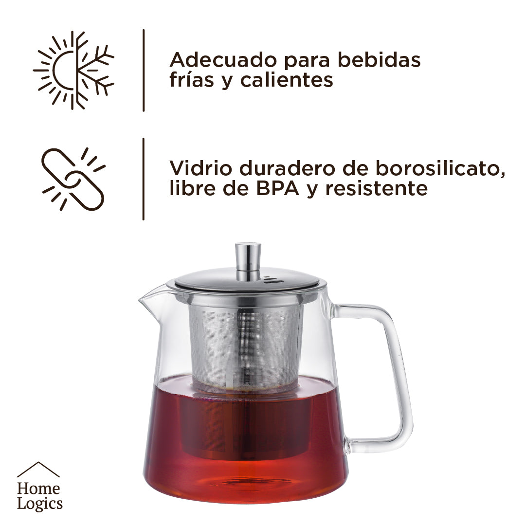 Tetera Vidrio con Infusor 1,2 L Home Logics 1 un