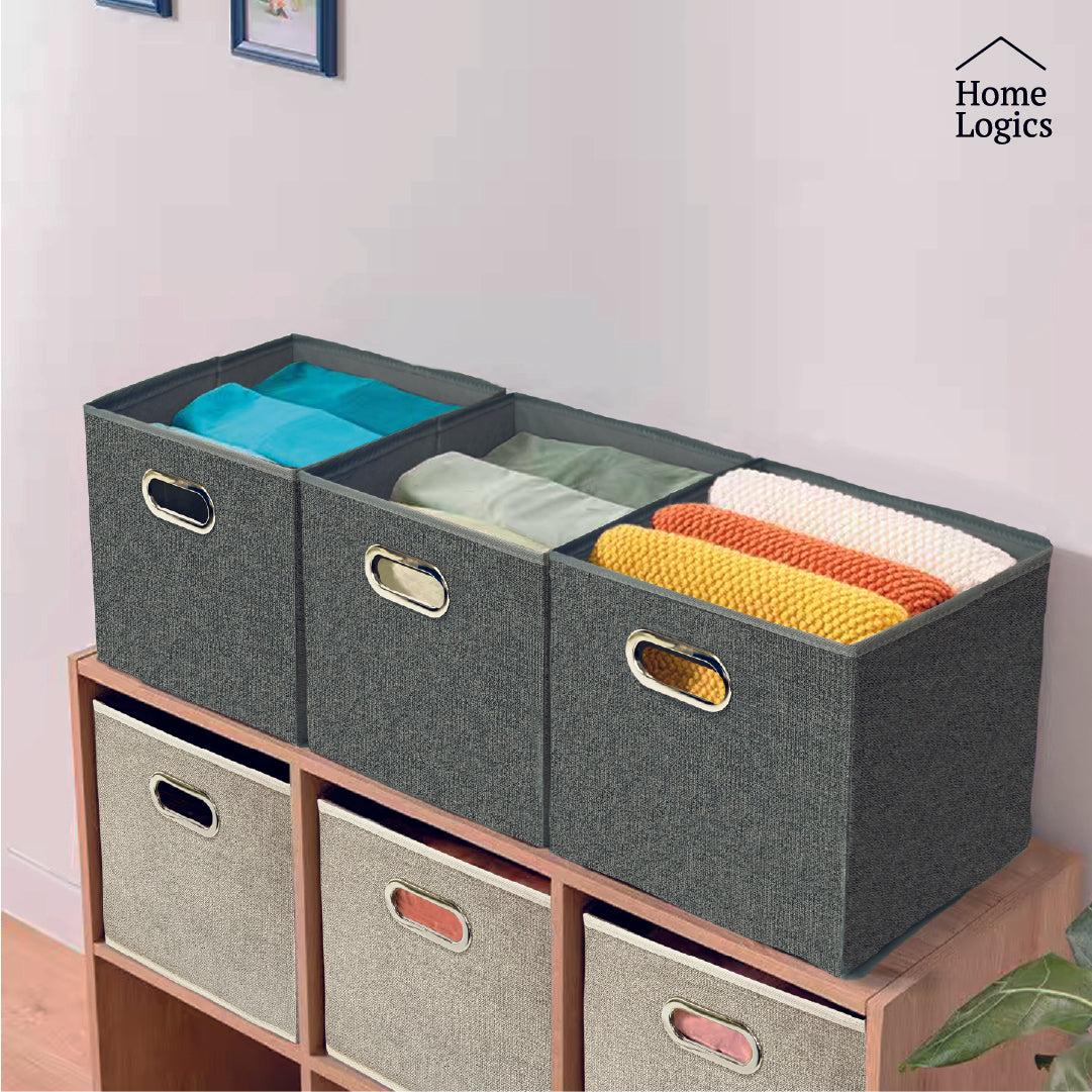 Caja Almacenamiento Gris 31 x 31 cm Home Logics 1 un