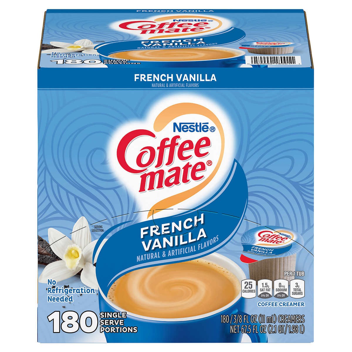 Crema para Café Individual Vainilla Francesa Coffee-Mate Nestle 180 un x 11 ml