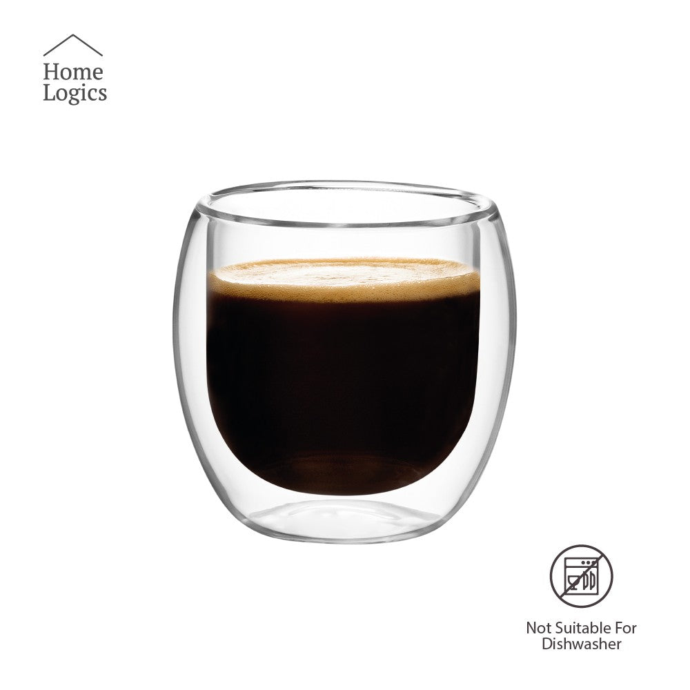Set 4 Vasos Vidrio Doble Pared Classic 100 ml Home Logics 4 un
