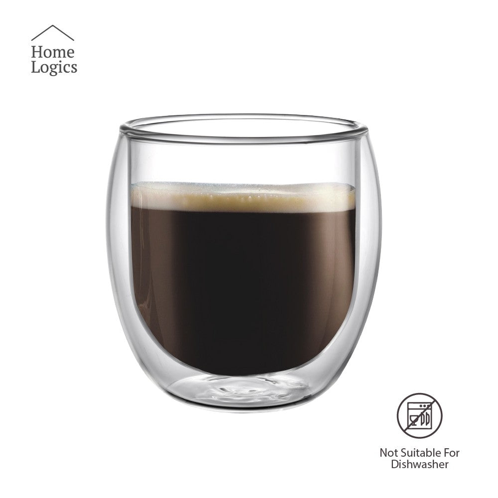 Set 4 Vasos Vidrio Doble Pared Classic 200 ml Home Logics 4 un