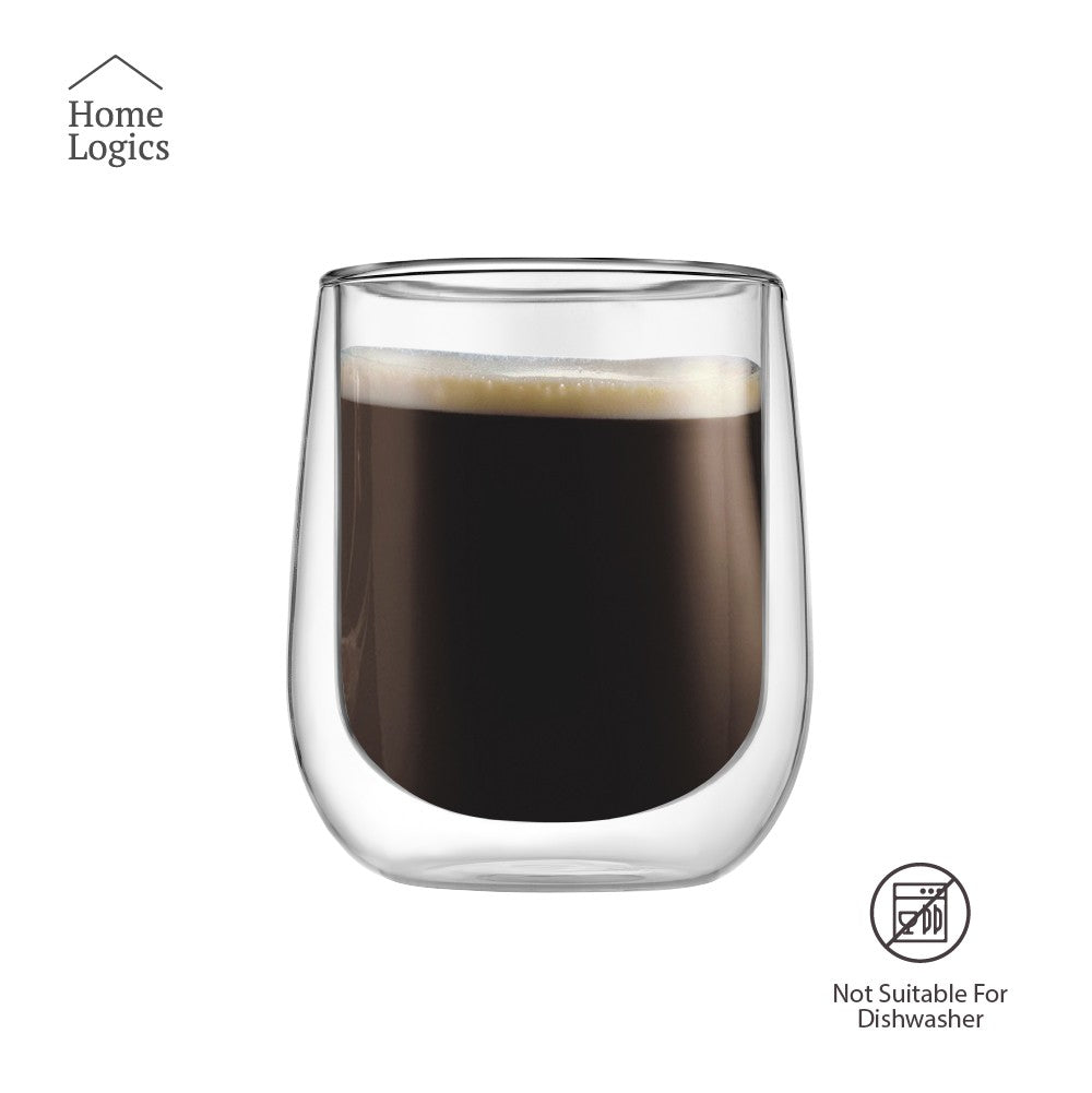 Set 4 Vasos Vidrio Doble Pared Modern 100 ml Home Logics 4 un
