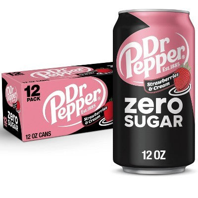 Bebida Frutilla Crema Zero Lata Dr. Pepper 12 un x 355 ml