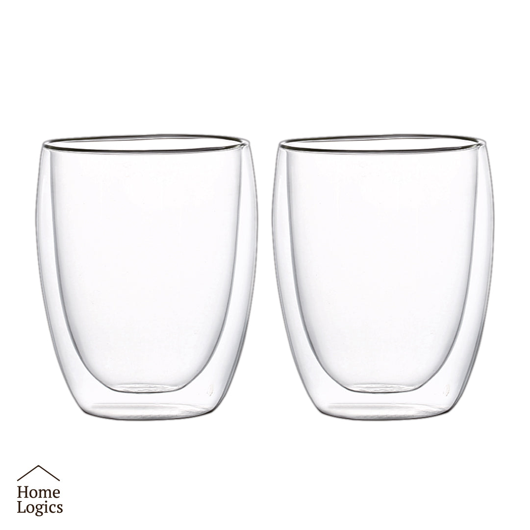 Set 2 Vasos Vidrio Doble Pared 350 ml Home Logics 1 un