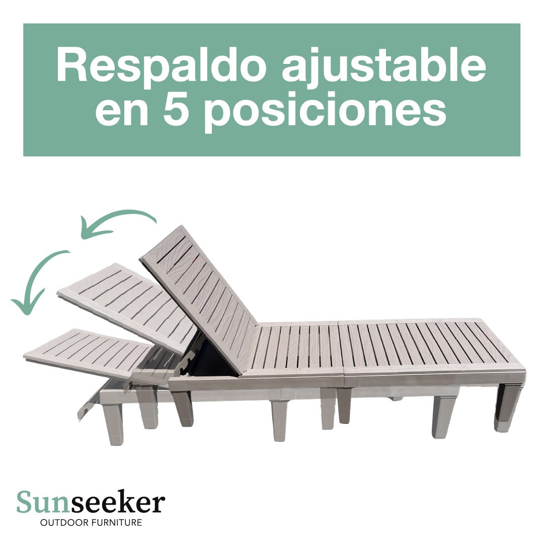 Reposera Sun Lounger Madera Plástica Arena Sunseeker 1 un