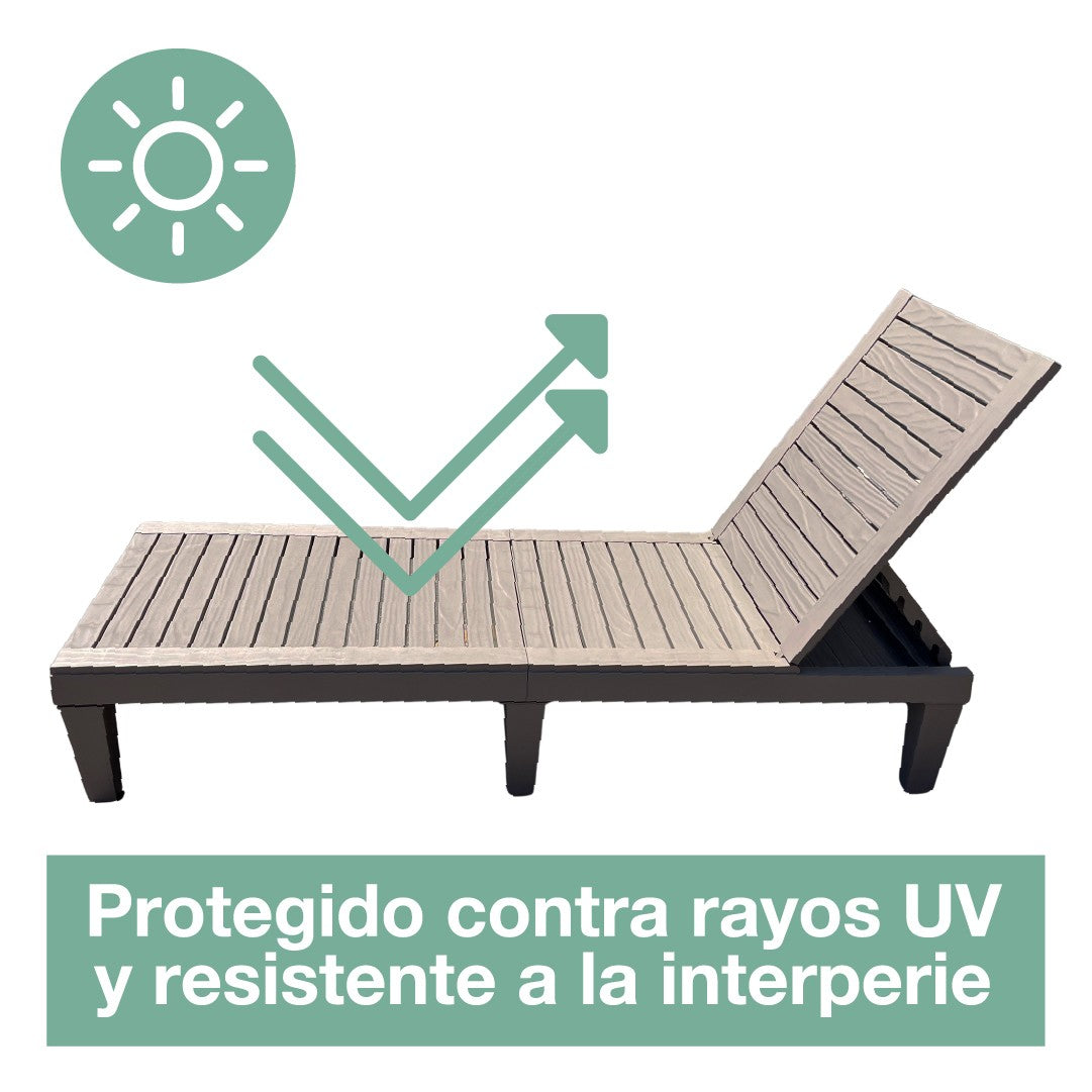 Reposera Sun Lounger Madera Plástica Arena Sunseeker 1 un