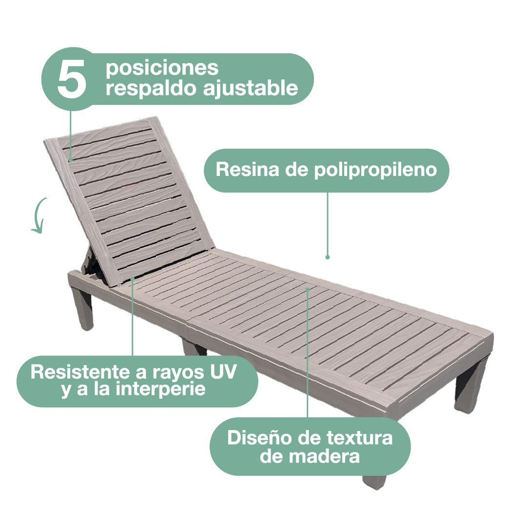 Reposera Sun Lounger Madera Plástica Arena Sunseeker 1 un