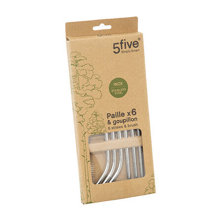 Set 6 Bombillas Acero Inoxidable con Cepillo 5five 1 un
