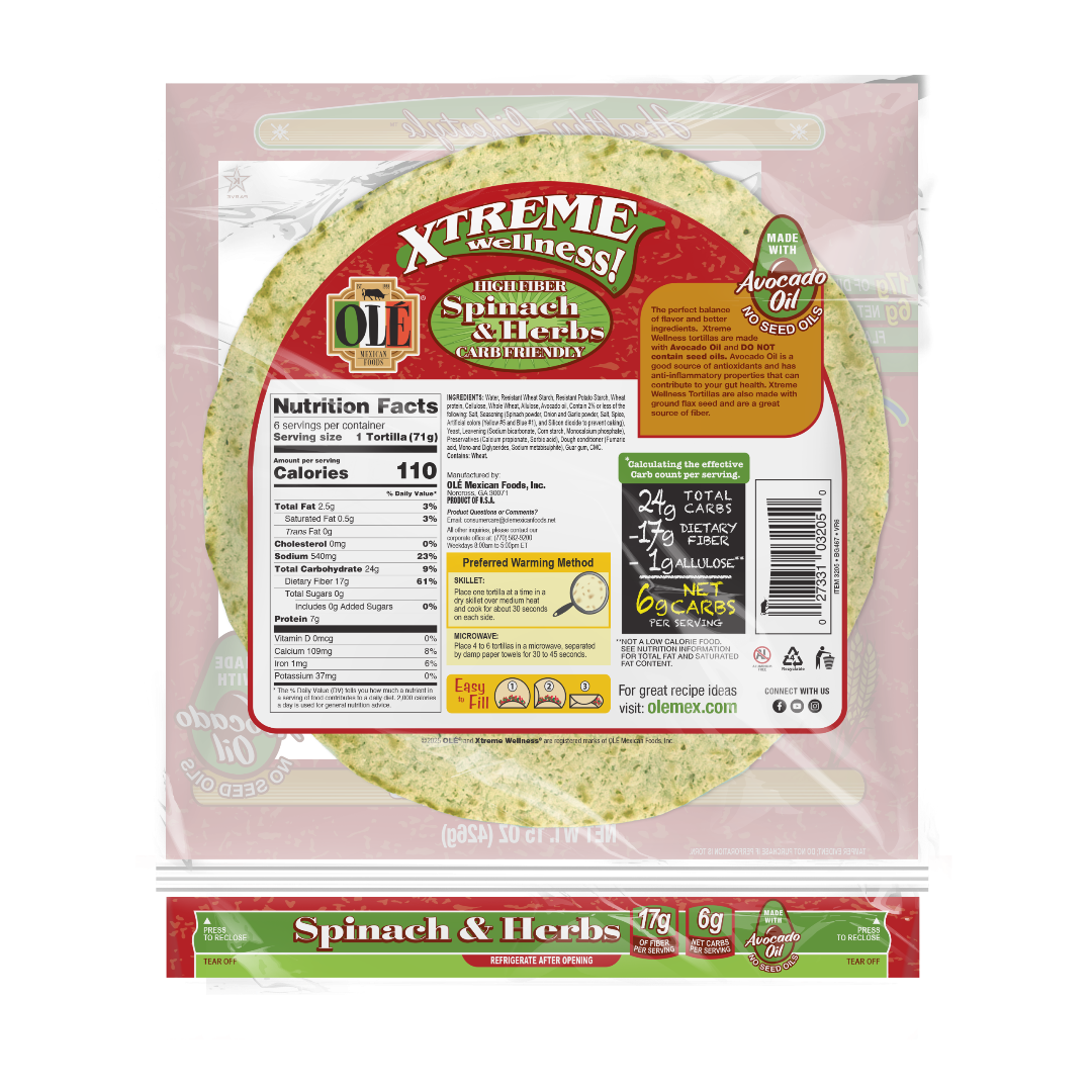 Tortillas Espinaca Hierbas Xtreme Wellness Ole 6 un