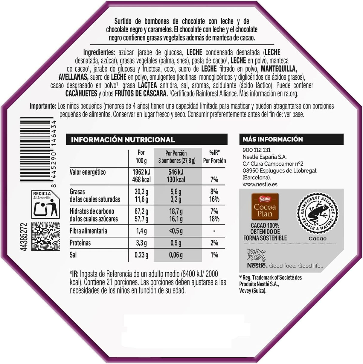Chocolates y Calugas Quality Street Nestle 900 g