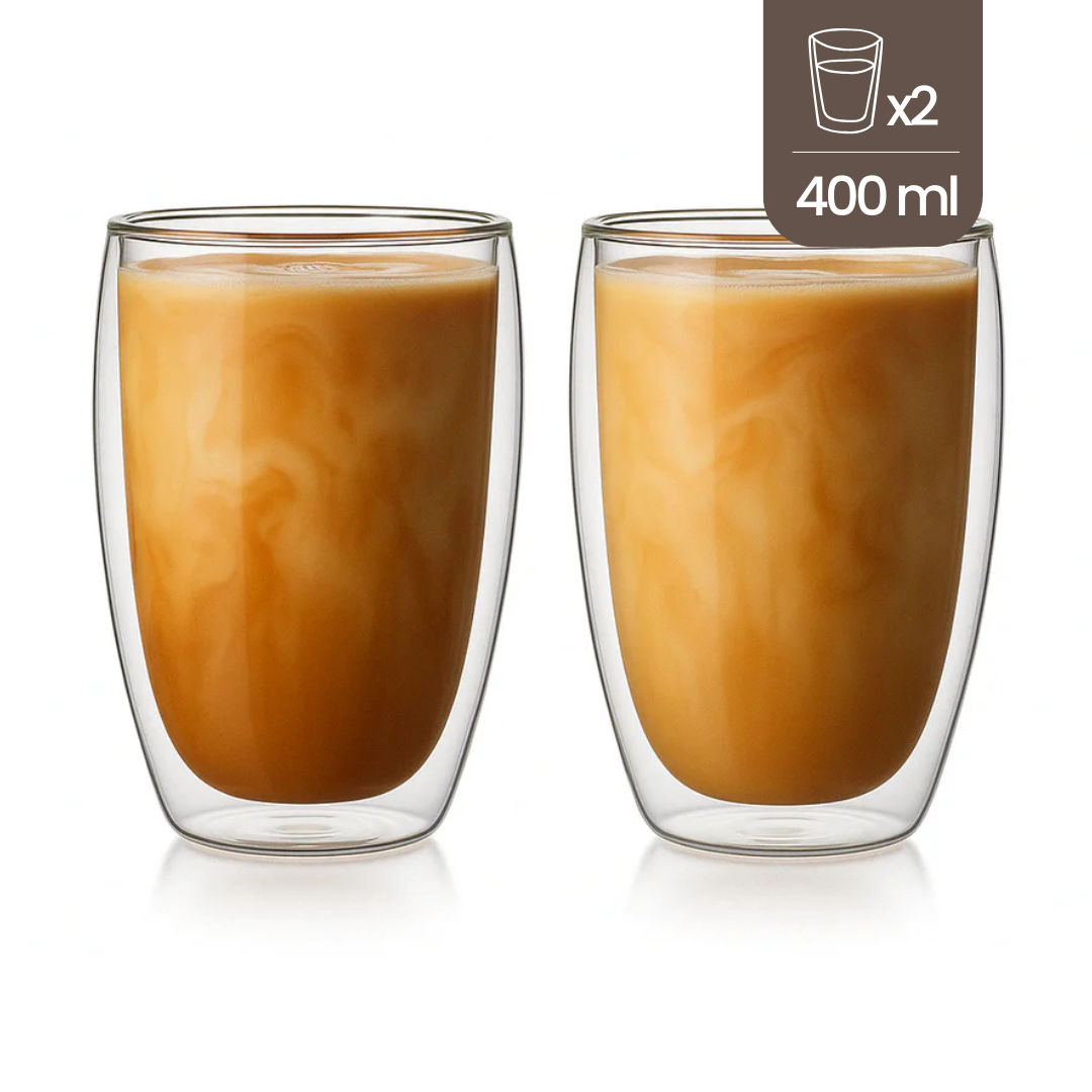 Set 2 Vasos Double Wall Glass 400 ml Aramoro 2 un