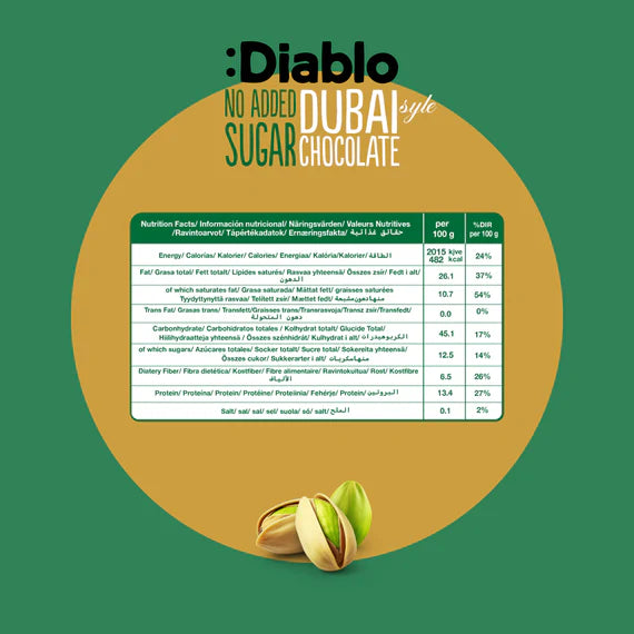 Chocolate Dubai sin Azúcar :Diablo 200 g