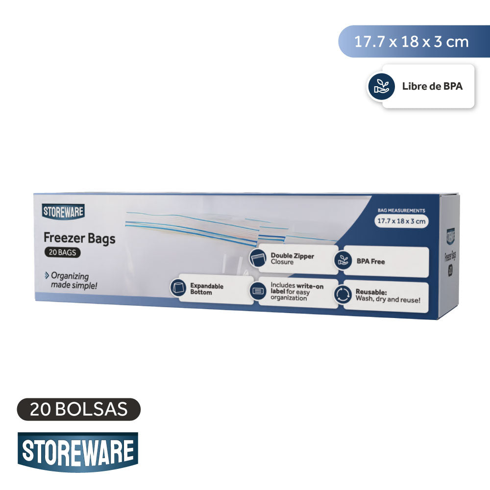 Bolsas Herméticas Freezer 18 x 18 cm Storeware 20 un