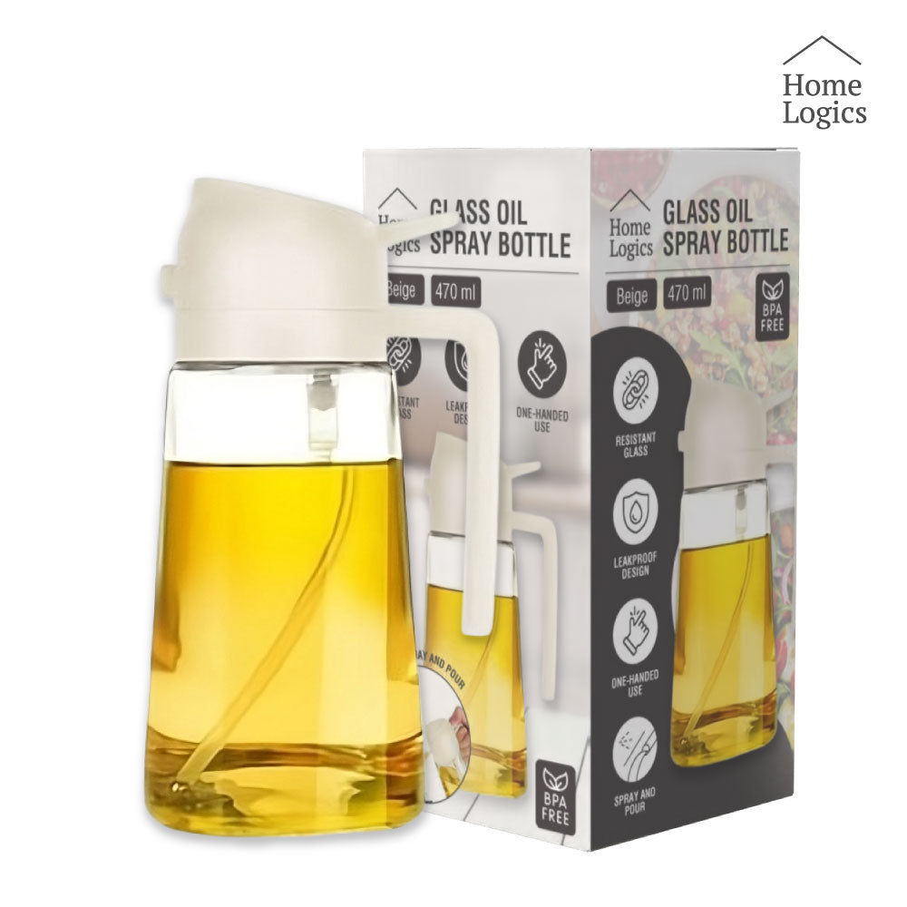 Dispensador de Aceite 2 en 1 de Vidrio 470 ml Beige Home Logics 1 un