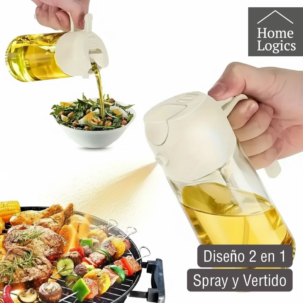 Dispensador de Aceite 2 en 1 de Vidrio 470 ml Beige Home Logics 1 un