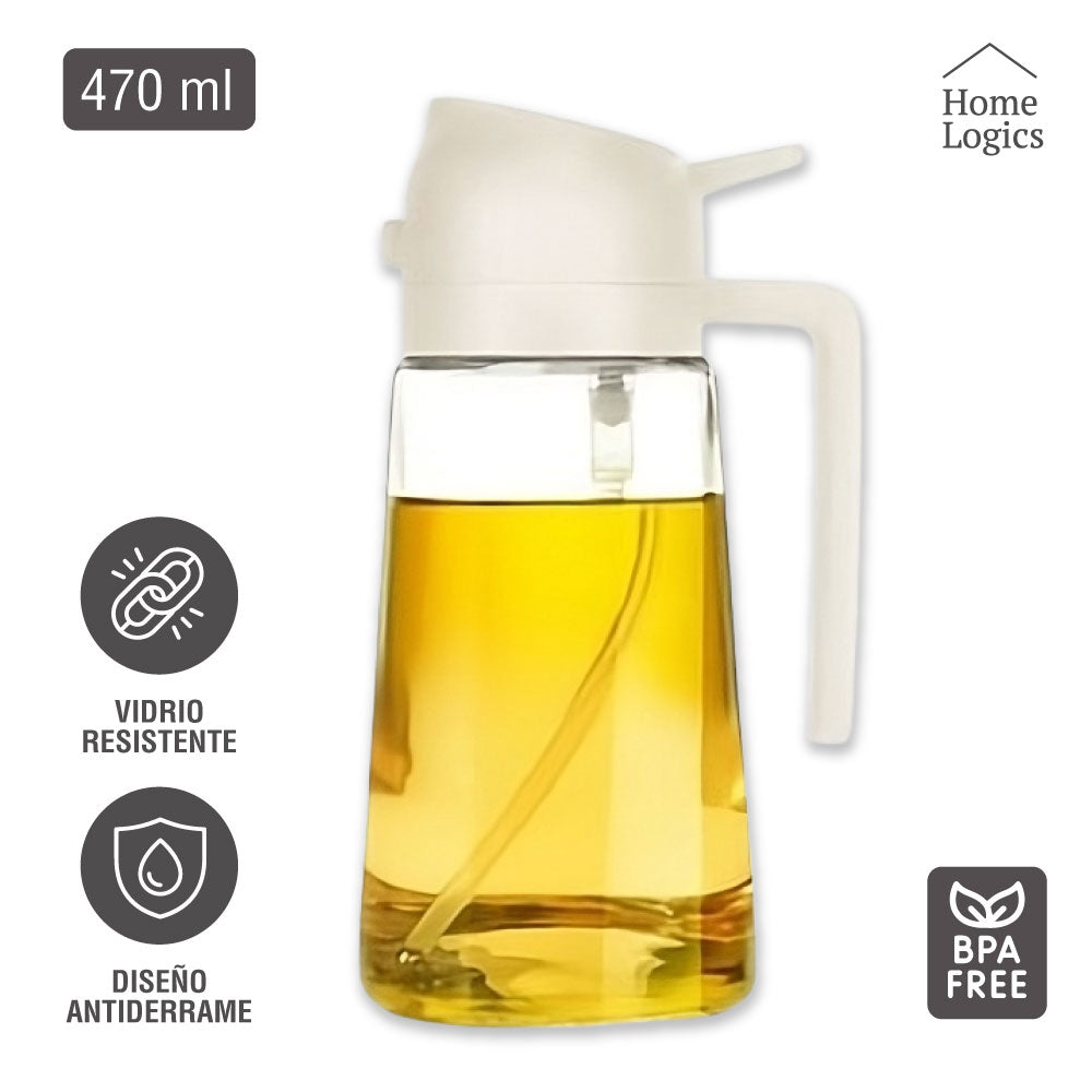 Dispensador de Aceite 2 en 1 de Vidrio 470 ml Beige Home Logics 1 un
