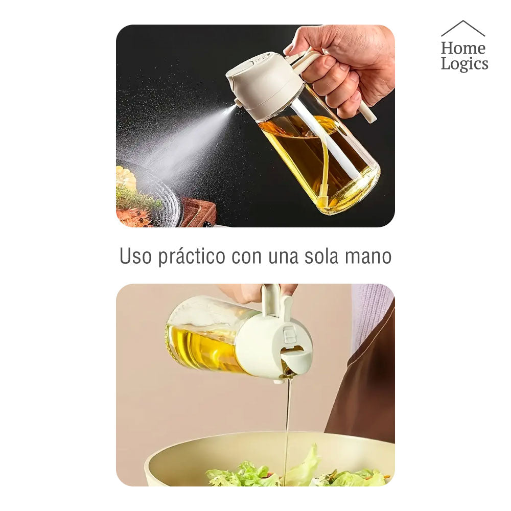 Dispensador de Aceite 2 en 1 de Vidrio 470 ml Beige Home Logics 1 un