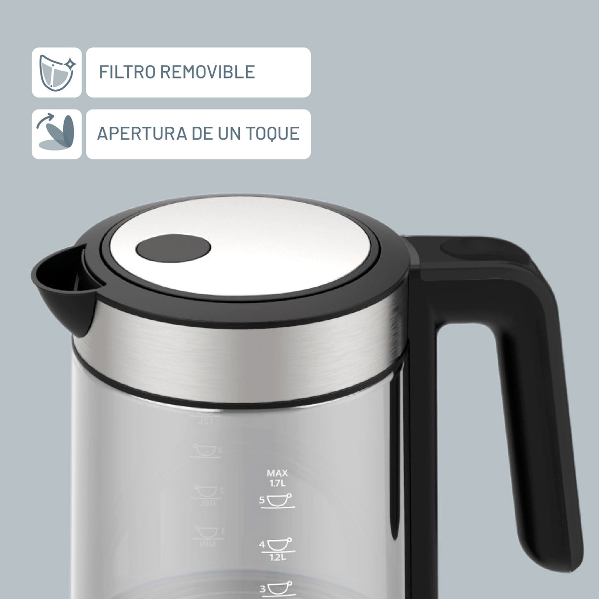 Hervidor Eléctrico Vidrio Blue Led 1,7 L Bhern 1 un