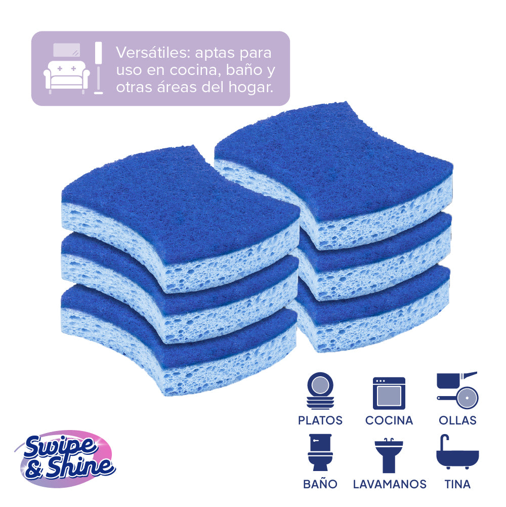 Set 6 Esponjas Celulosa Anti Rayas Swipe & Shine 1 un
