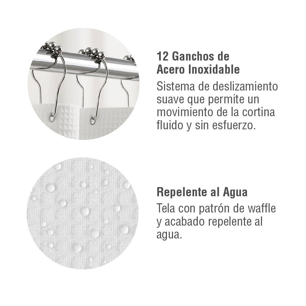 Cortina Baño Waffle 180 x 183 cm White Home Logics 1 un
