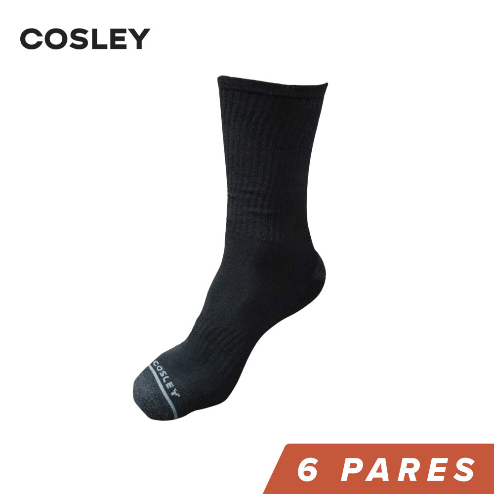 Calcetines Hombre Cushion Crew Black Cosley Pack 6