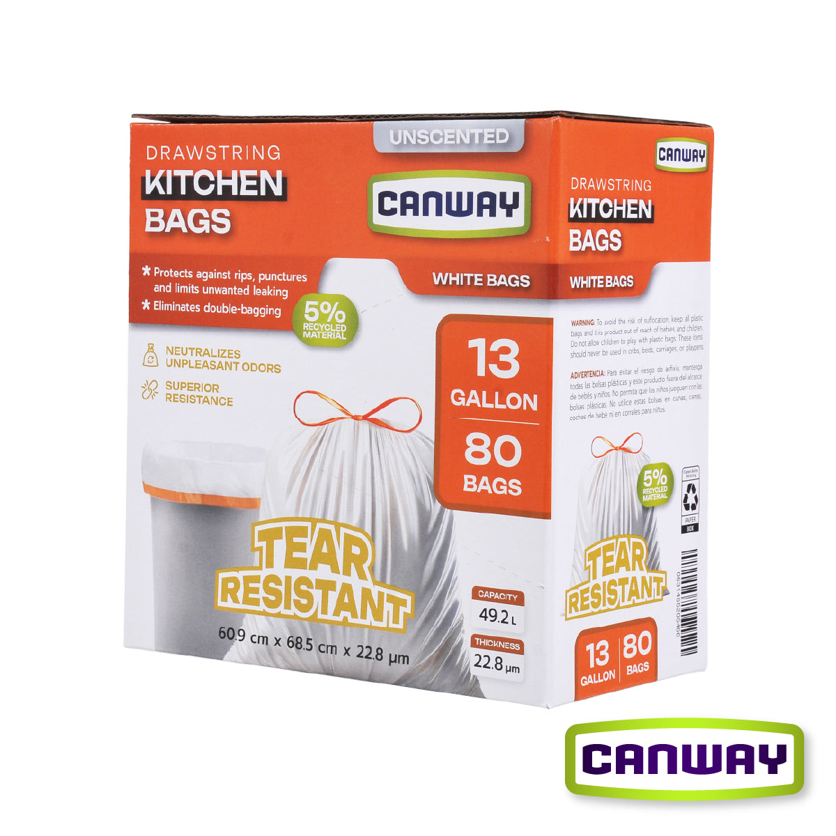 Bolsas Basura Cocina 61 x 69 cm Canway 80 un