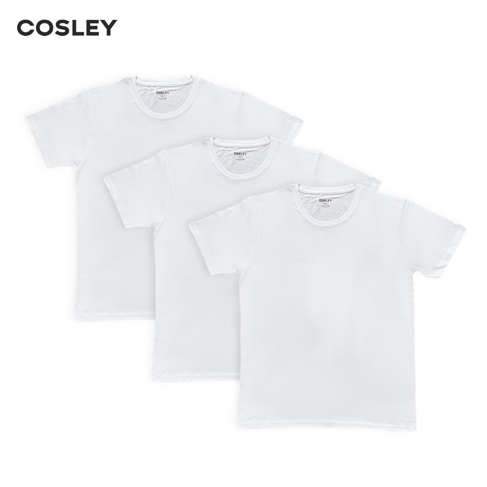 Poleras 100% Algodón Blancas Cuello Redondo Pack 3 Cosley
