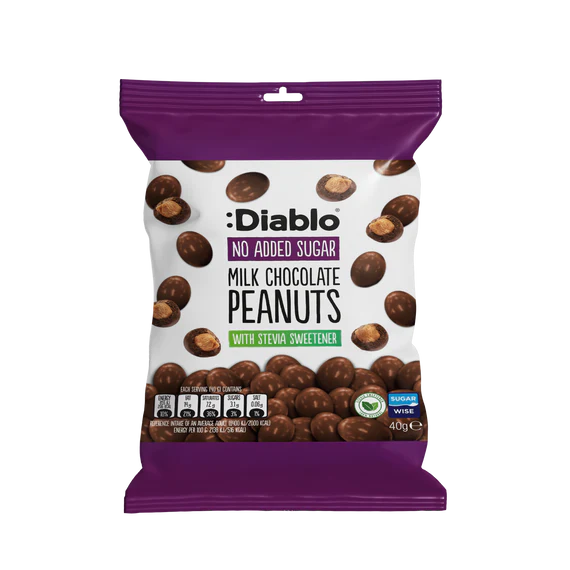 Maní Cubierto con Chocolate Leche sin Azúcar :Diablo 40 g