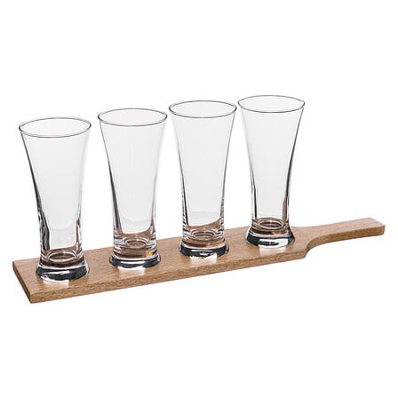 Set 4 Vasos Cerveceros 270 ml con Rack Madera Victor SG 1 un