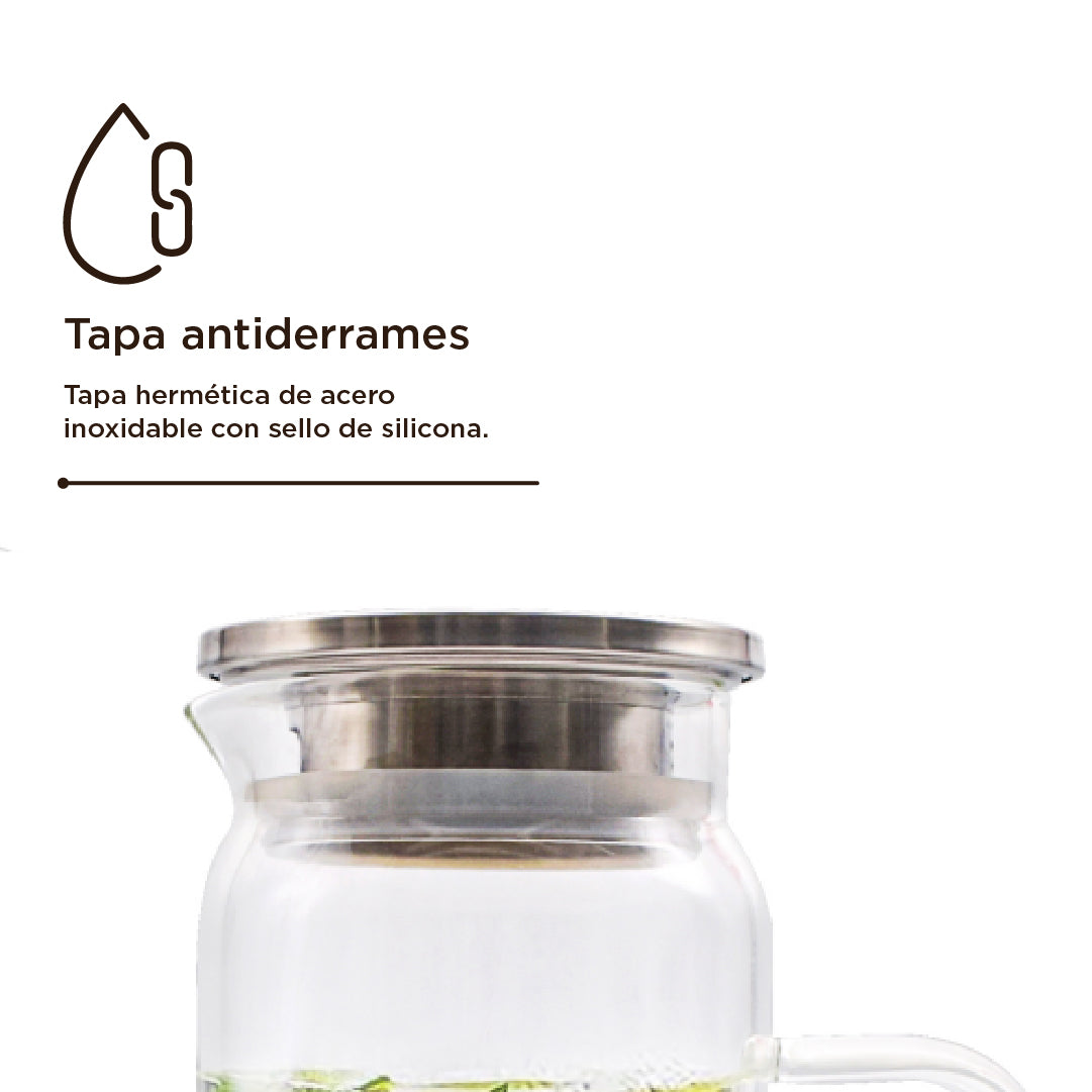 Jarro Vidrio Tapa Acero Inox 1.5L Home Logics 1 un