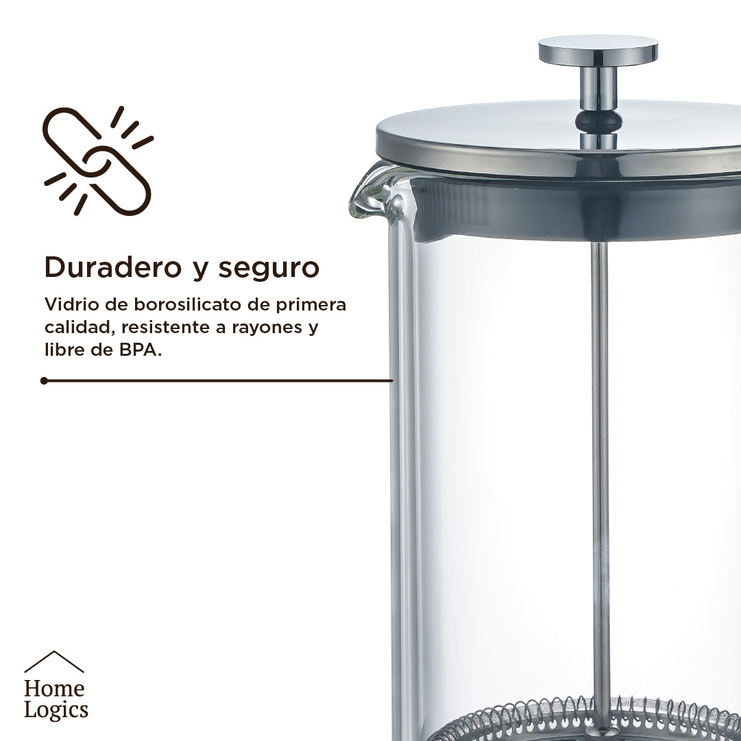 Cafetera Prensa Francesa Vidrio Doble Pared 1 L Home Logics 1 un