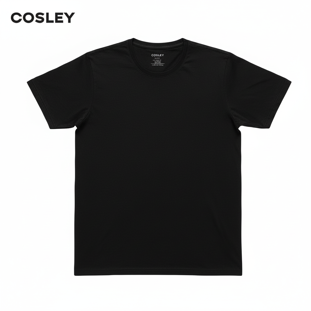 Poleras 100% Algodón Negras Cuello Redondo Pack 3 Cosley 1 un