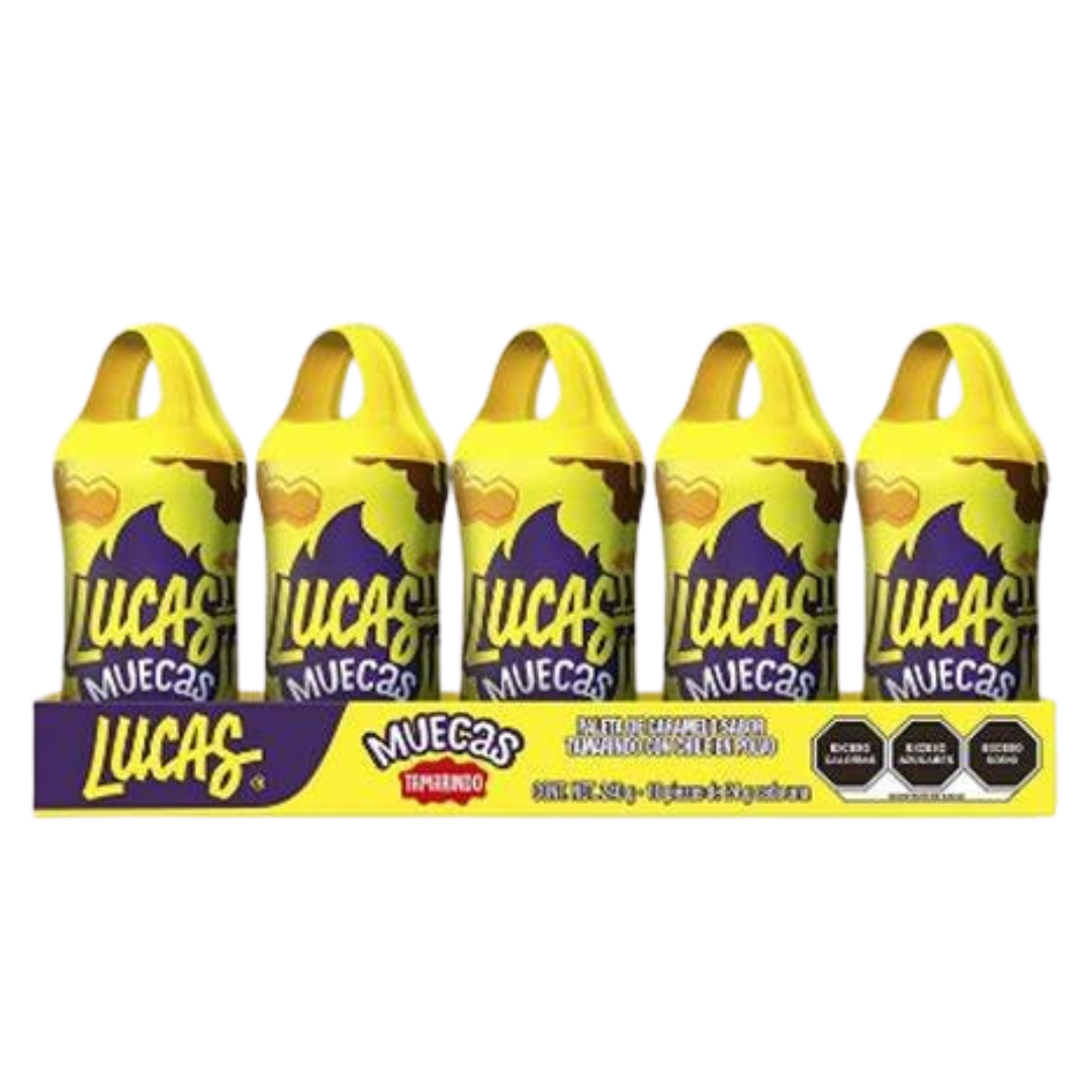 Chupete de Caramelo Enchilado Tamarindo Lucas Muecas 10 un x 24 g