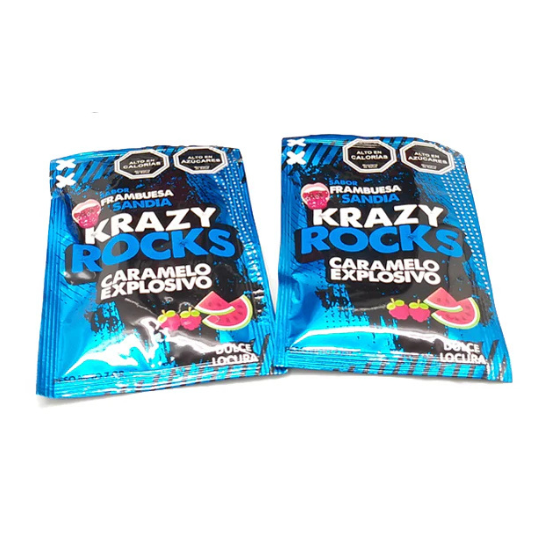 Caramelos Frambuesa Sandía Krazy Rock Dulce Locura 7 g