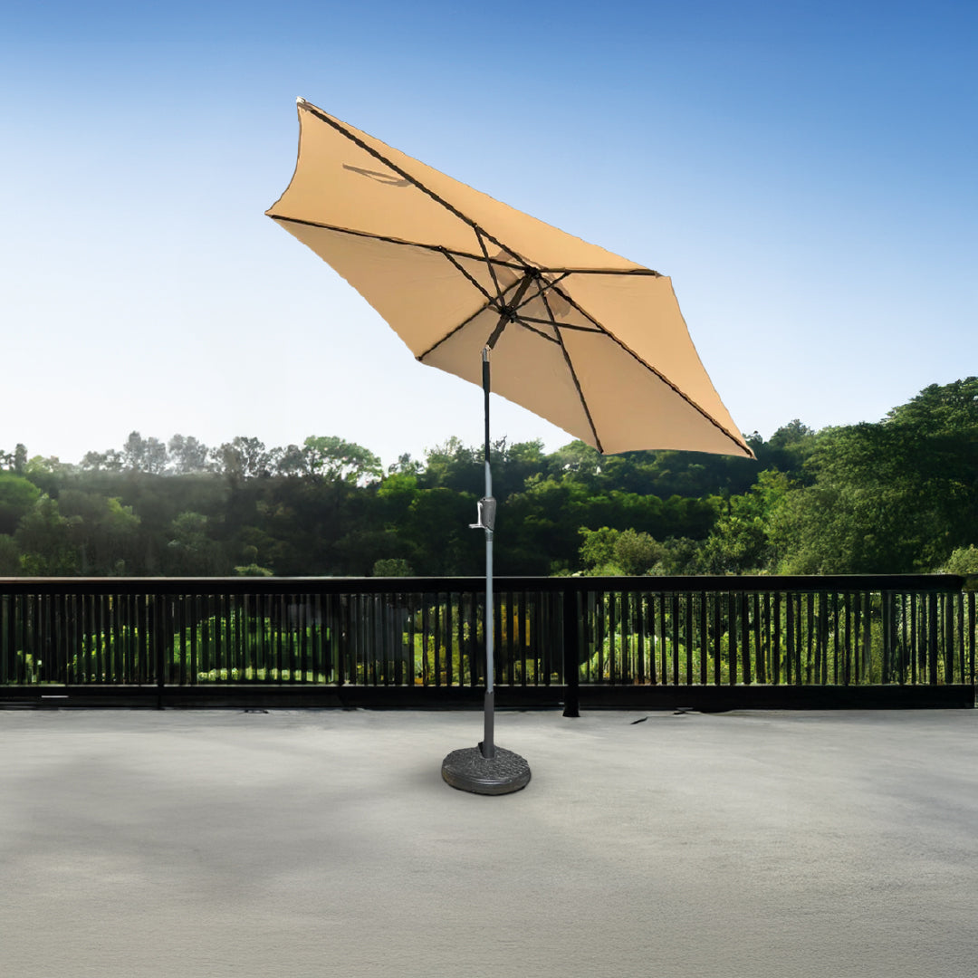 Set Quitasol Terraza 2,7 x 2,7 m Beige con Base de Cemento Canberra 1 un