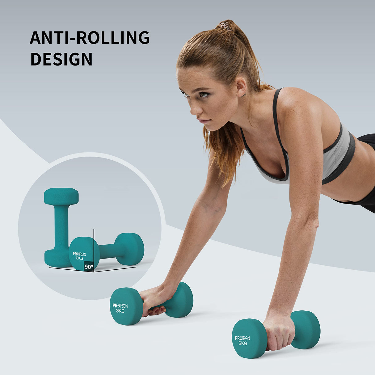 Set de 2 Mancuernas Neoprene Dumbbell 3 kg Proiron 1 un