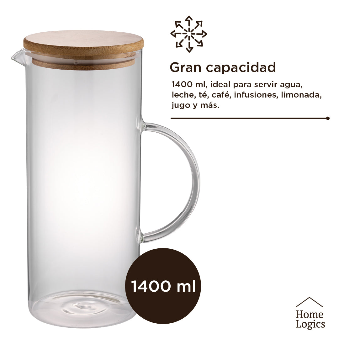 Jarro Vidrio con Tapa 1.4 L Home Logics 1 un
