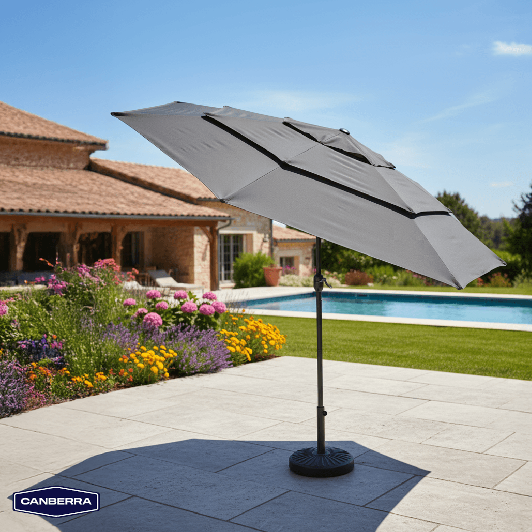 Quitasol de Terraza 3m 3 Capas Dark Grey Canberra 1 un
