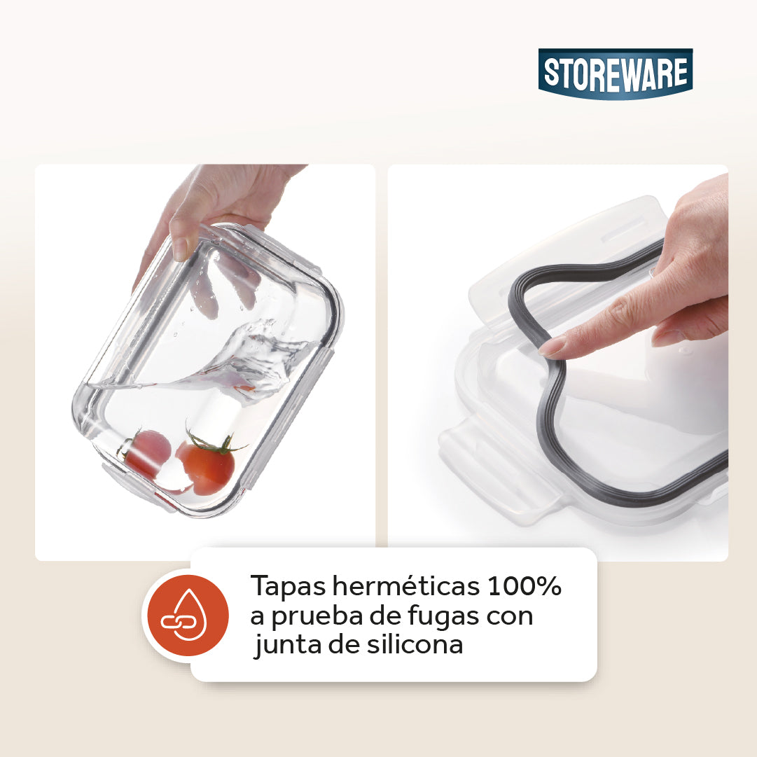 Set 9 Contenedores Herméticos Vidrio Storeware 1 un