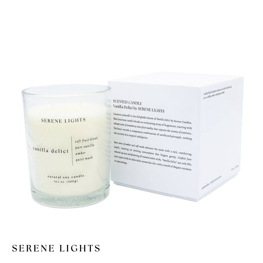 Vela Soja Natural Vanilla Delici 400g Serene Lights 1 un