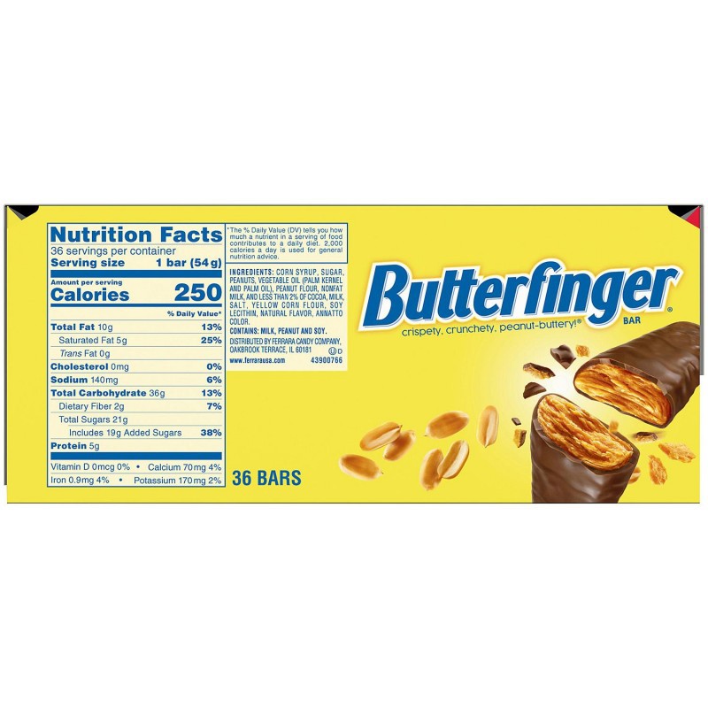 Barras de Chocolate y Maní Butterfinger Nestle 36 un x 53,8 g