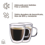 Set 4 Tazas Vidrio Doble Pared 120 ml Home Logics 1 un