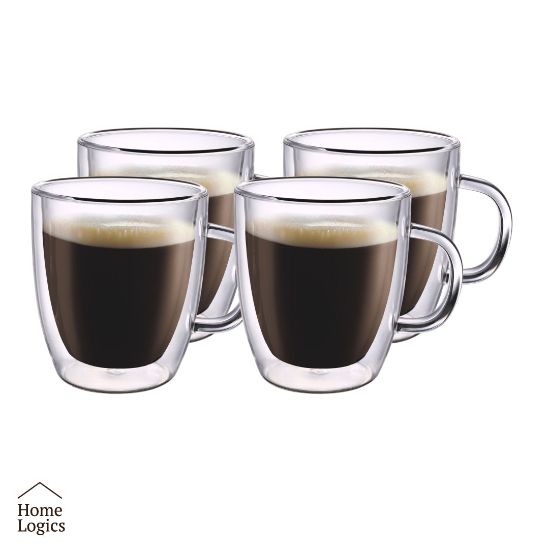 Set 4 Tazas Vidrio Doble Pared 120 ml Home Logics 1 un