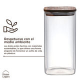 Set 2 Contenedores Vidrio Acacia 1300 ml Home Logics 1 un