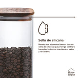 Set 2 Contenedores Vidrio Acacia 1300 ml Home Logics 1 un
