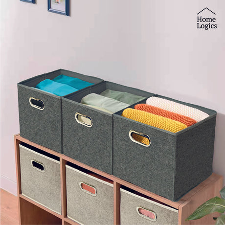 Caja Almacenamiento Gris 31 x 31 cm Home Logics 1 un