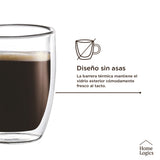 Set 4 Vasos Vidrio Doble Pared 150 ml Home Logics 1 un