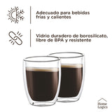 Set 4 Vasos Vidrio Doble Pared 150 ml Home Logics 1 un