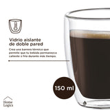Set 4 Vasos Vidrio Doble Pared 150 ml Home Logics 1 un