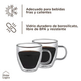 Set 4 Tazas Vidrio Doble Pared 160 ml Home Logics 1 un